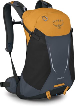 Osprey Hikelite 18L Durable Hiking Backpack - Travel Daypack with Rain Cover for Men and Women, Tungsten Yellow